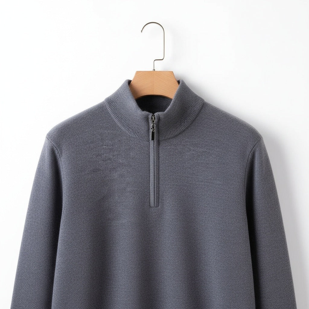 Merino Wool Sweater Mens - Charcoal Gray - Front View