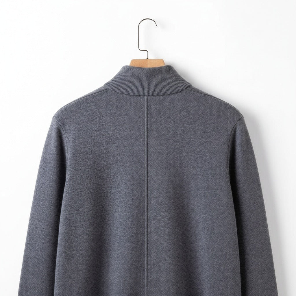 Merino Wool Sweater Mens - Charcoal Gray - Fabric Detail