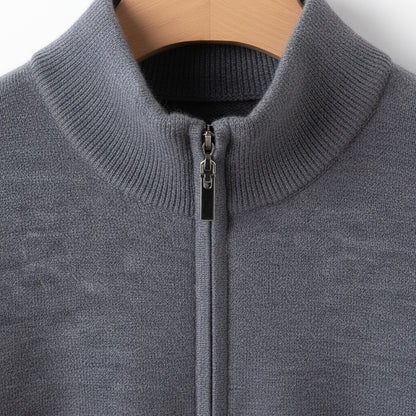 Merino Wool Sweater Mens - Charcoal Gray - Texture Close Up