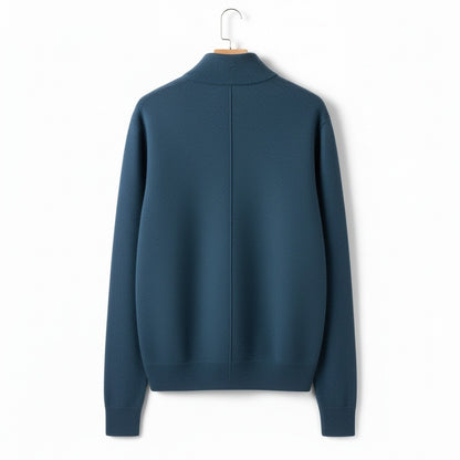 Merino Wool Sweater Mens - Denim Blue - Fabric Detail