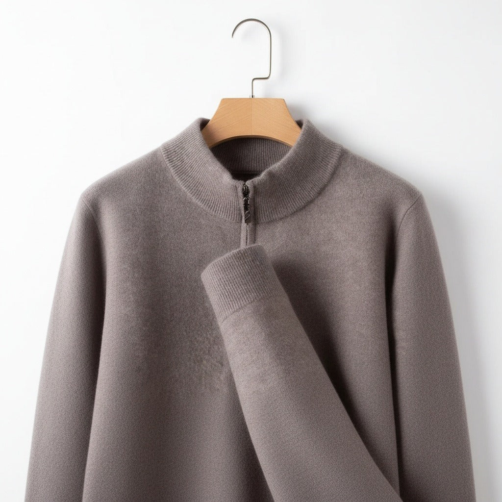 Merino Wool Sweater Mens - Mink Brown - Front View