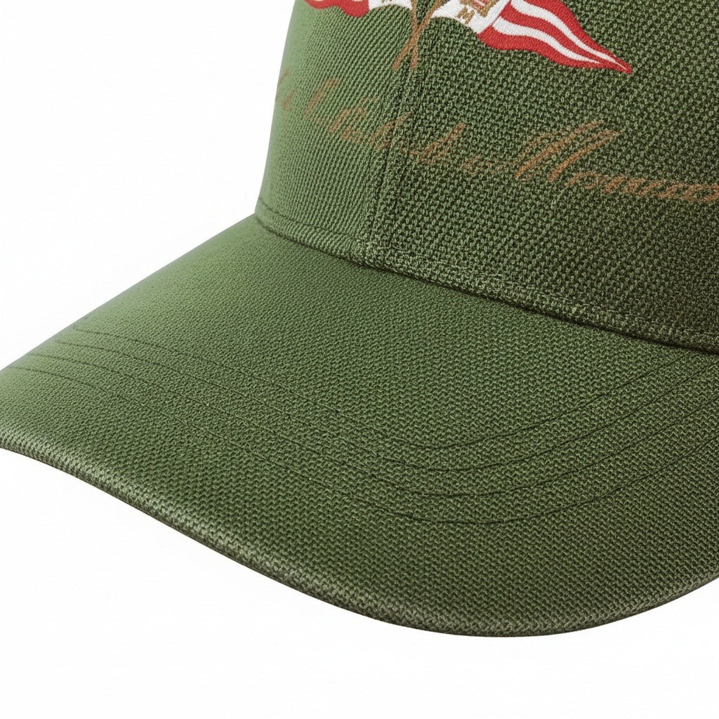Monaco Yacht Club Cap - Olive Green - Texture Close Up