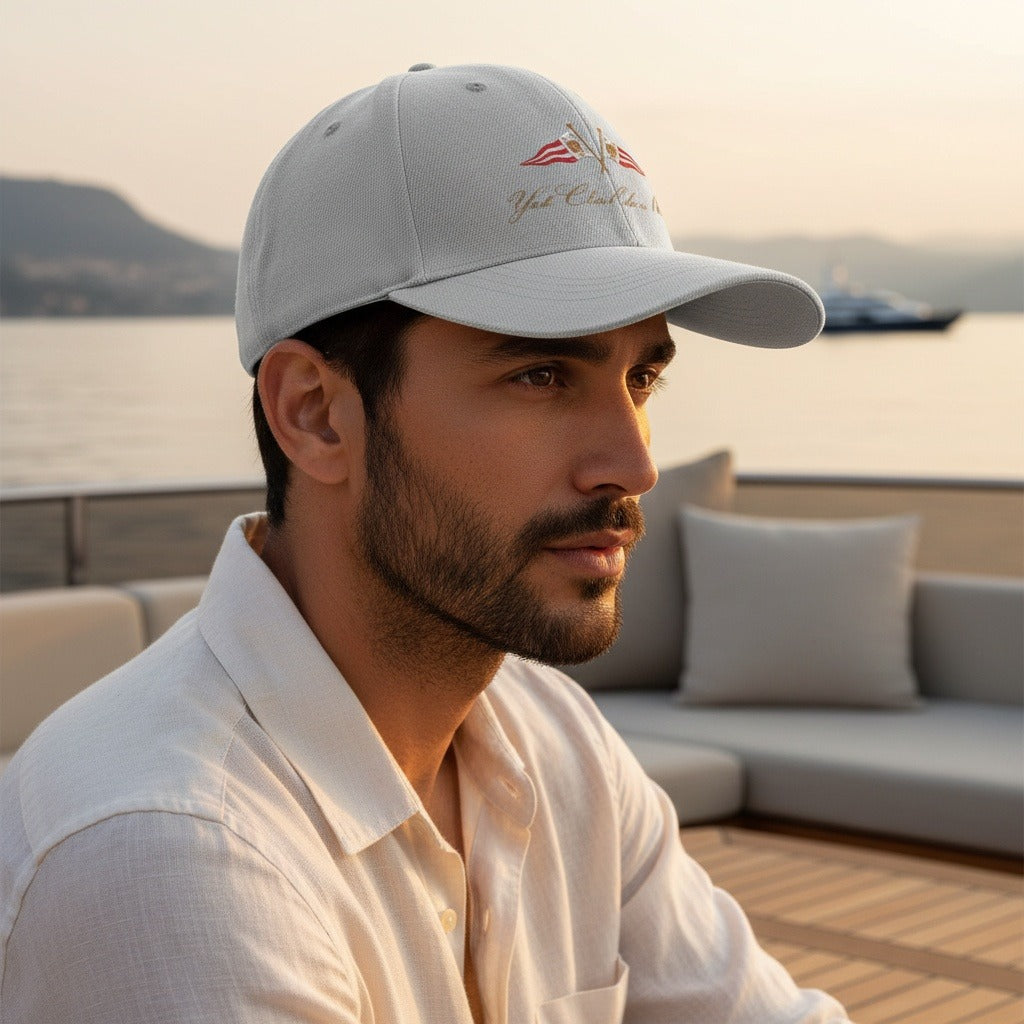 Monaco Yacht Club Cap - Silver - Angled Shot