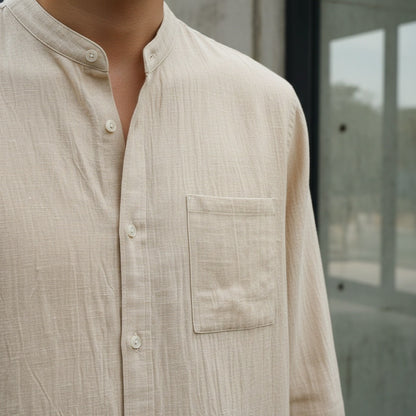 Natural Linen Shirt - Natural Linen - Back View