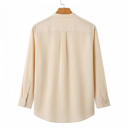 Natural Linen Shirt - Natural Linen - Fabric Detail