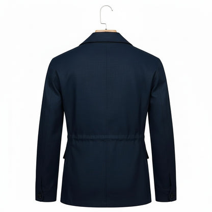 Navy Blue Safari Jacket - Navy Blue - Fabric Detail