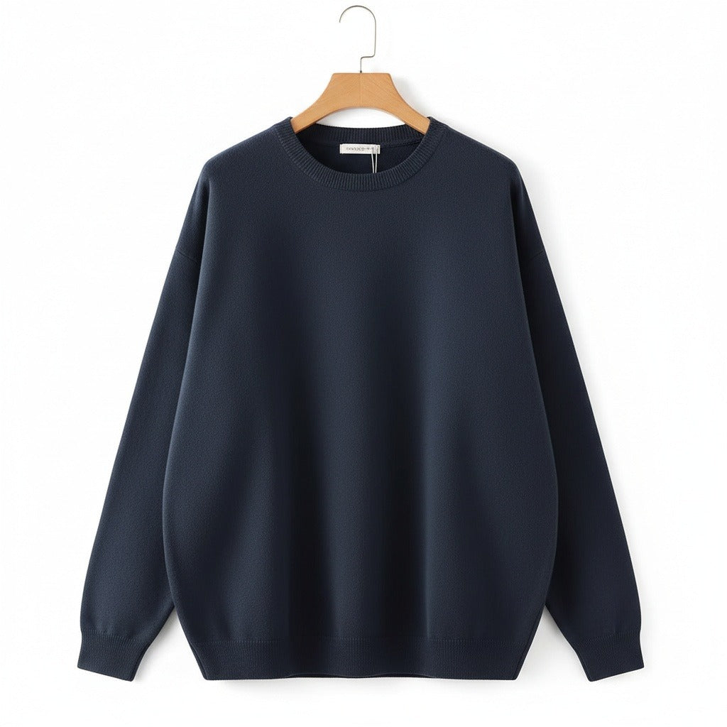 Navy Crew Neck Sweater - Navy - Front View