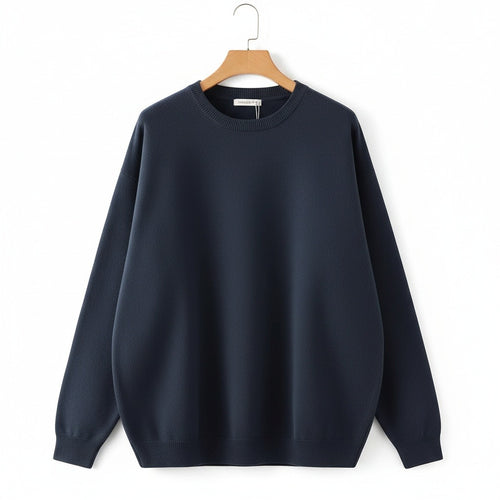 Navy Crew Neck Sweater - Navy - Front View