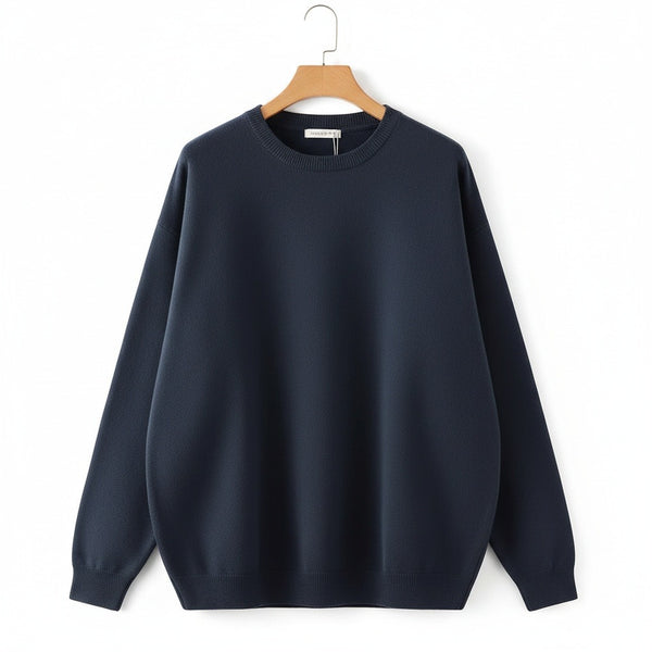 Navy Crew Neck Sweater - Navy - Front View