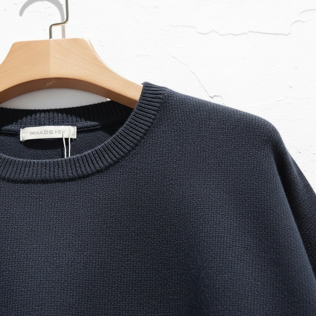 Navy Crew Neck Sweater - Navy - Back View
