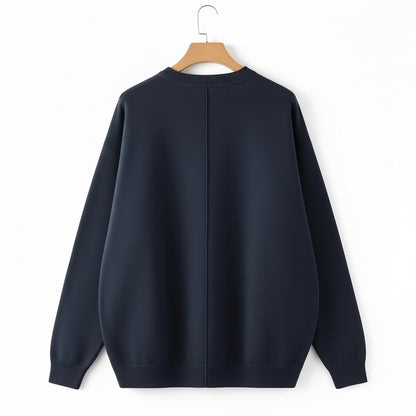 Navy Crew Neck Sweater - Navy - Fabric Detail