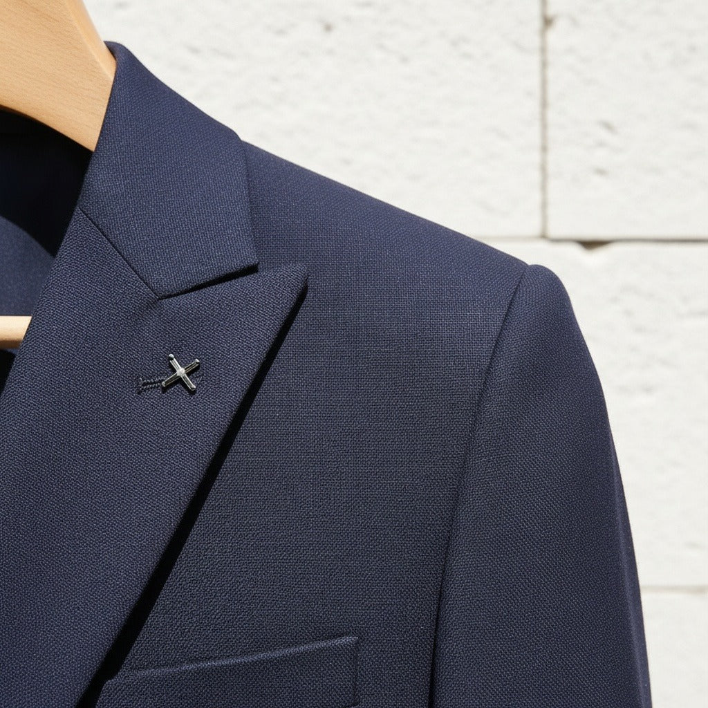 Navy Double Breasted Suit - Navy - Back View