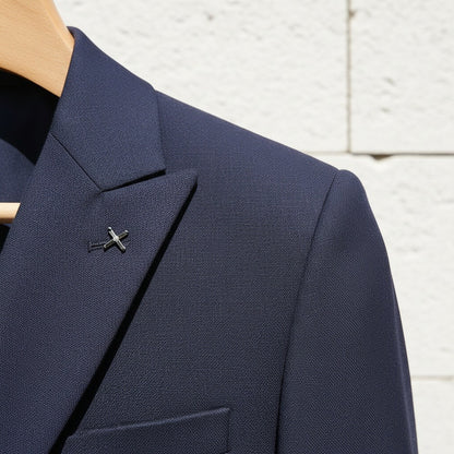 Navy Double Breasted Suit - Navy - Back View
