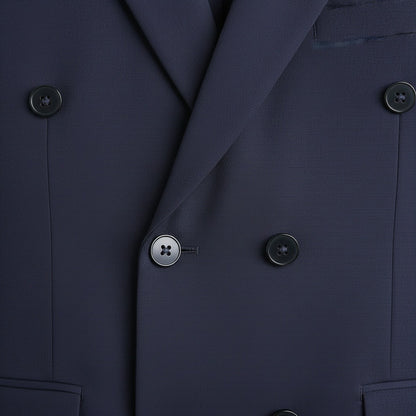 Navy Double Breasted Suit - Navy - Texture Close Up