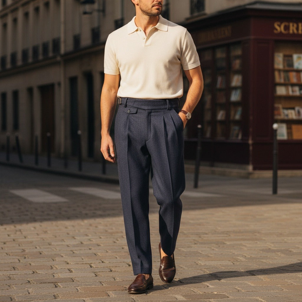 Navy Gurkha Trousers - Navy - Angled Shot