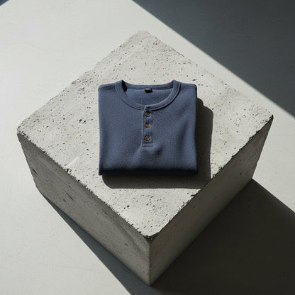 Navy Henley T Shirt - Navy - Lifestyle Inspiration