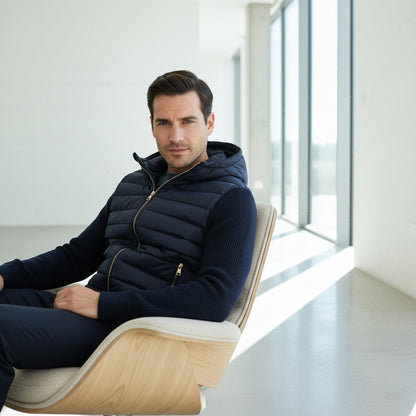 Navy Hybrid Jacket - Navy - Side Profile