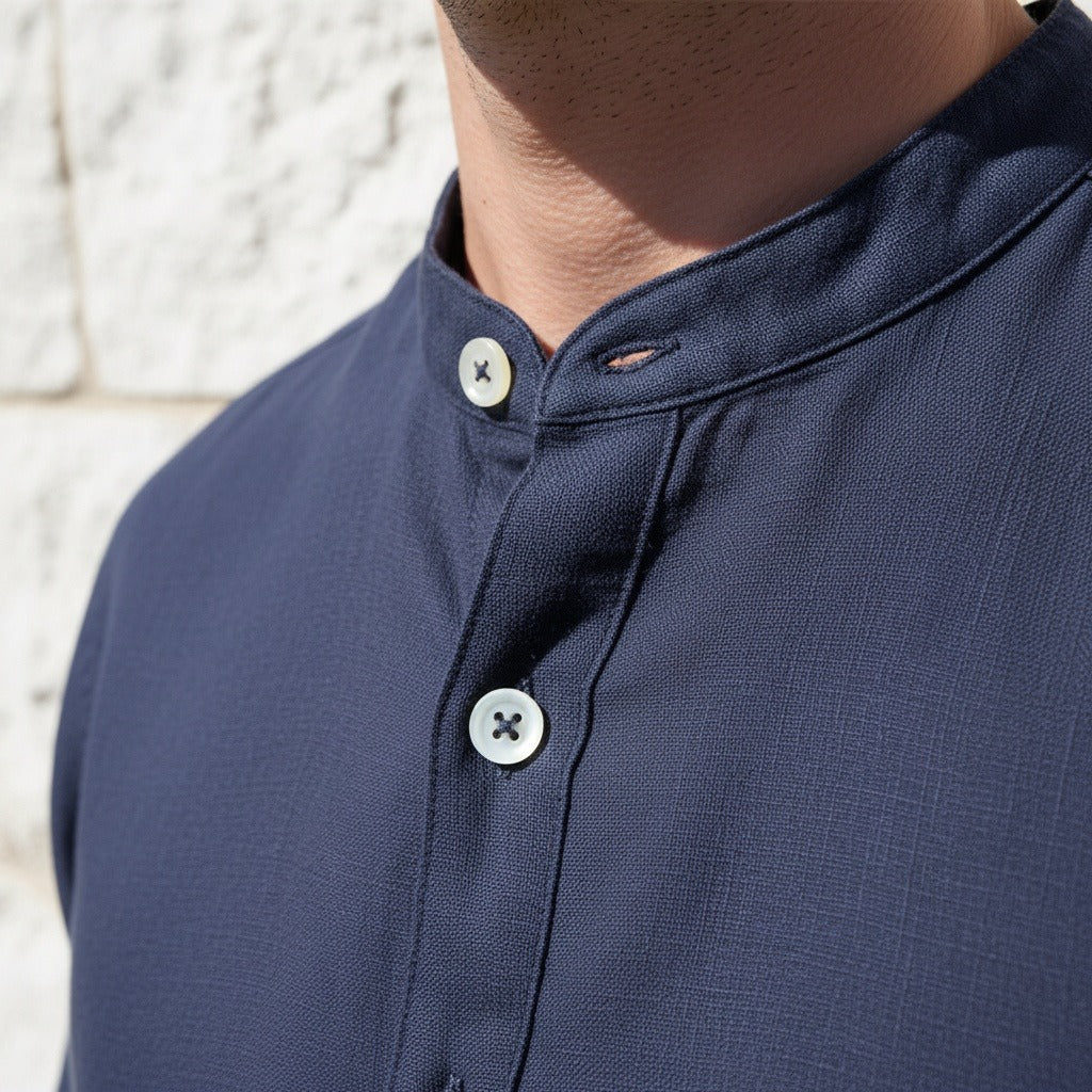 Navy Linen Set Men - Navy - Back View