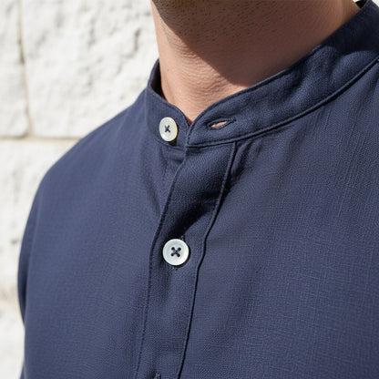 Navy Linen Set Men - Navy - Back View