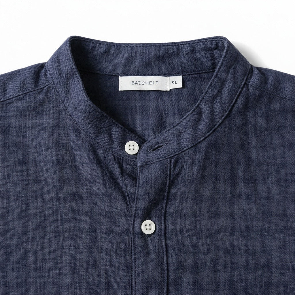 Navy Linen Set Men - Navy - Texture Close Up