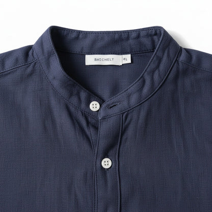 Navy Linen Set Men - Navy - Texture Close Up