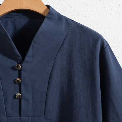 Navy Linen Summer Set Men - Navy - Back View