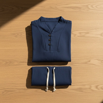Navy Linen Summer Set Men - Navy - Lifestyle Inspiration