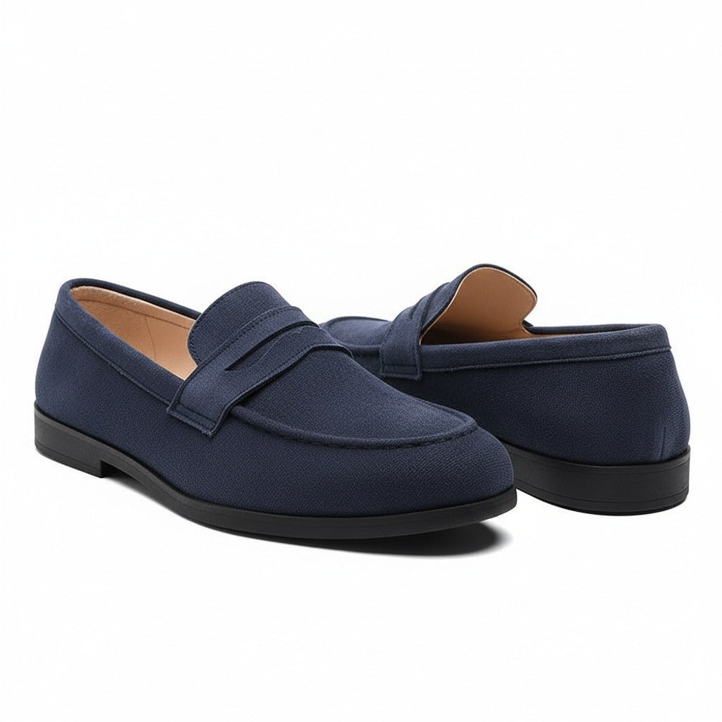 Navy Penny Loafers Mens - Navy - Front View