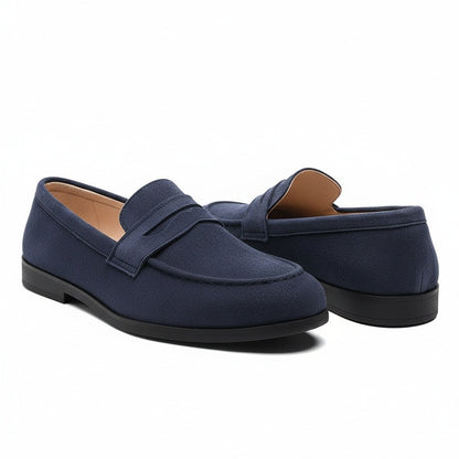 Navy Penny Loafers Mens - Navy - Front View