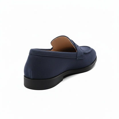 Navy Penny Loafers Mens - Navy - Fabric Detail