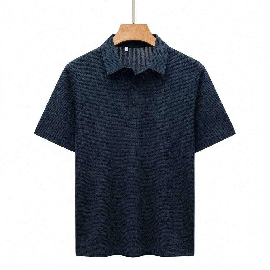 Navy Short Sleeve Polo Shirt - Navy - Front View
