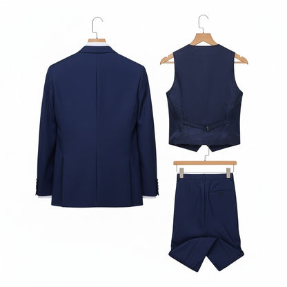 Navy Three Piece Suit - Navy - Fabric Detail