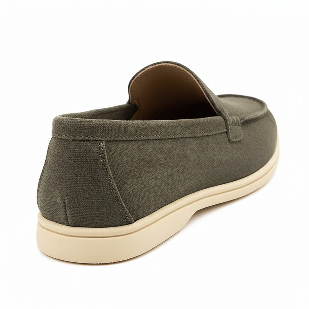 Olive Suede Loafers Men - Olive - Fabric Detail