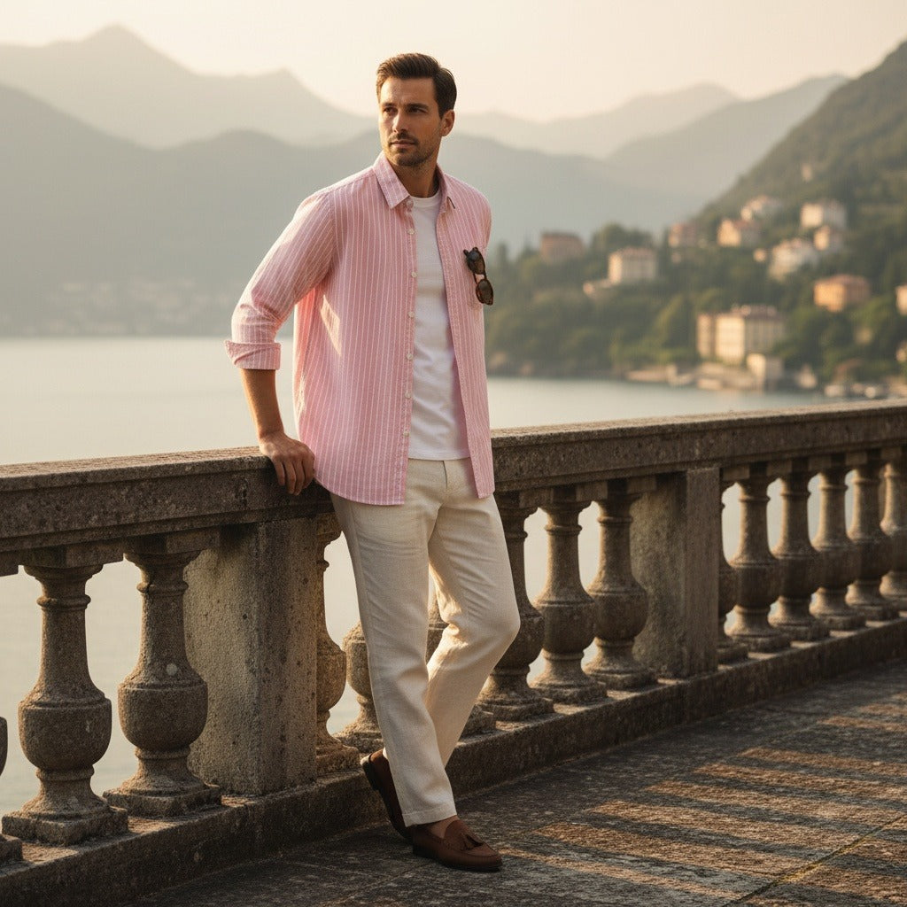 Organic Cotton Shirt - Rosewater Pink - Angled Shot
