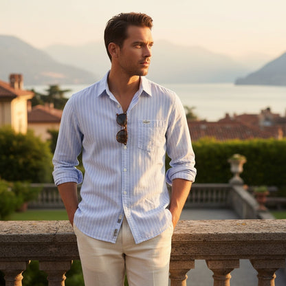 Organic Cotton Shirt - Sky Blue - Angled Shot