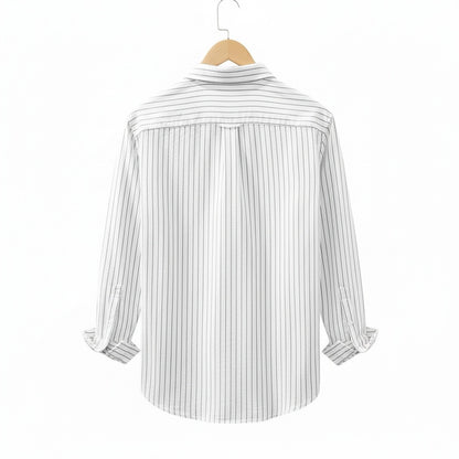 Organic Cotton Shirt - Charcoal Stripe - Fabric Detail