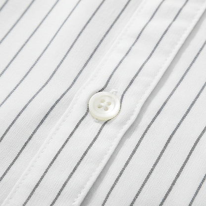 Organic Cotton Shirt - Charcoal Stripe - Texture Close Up