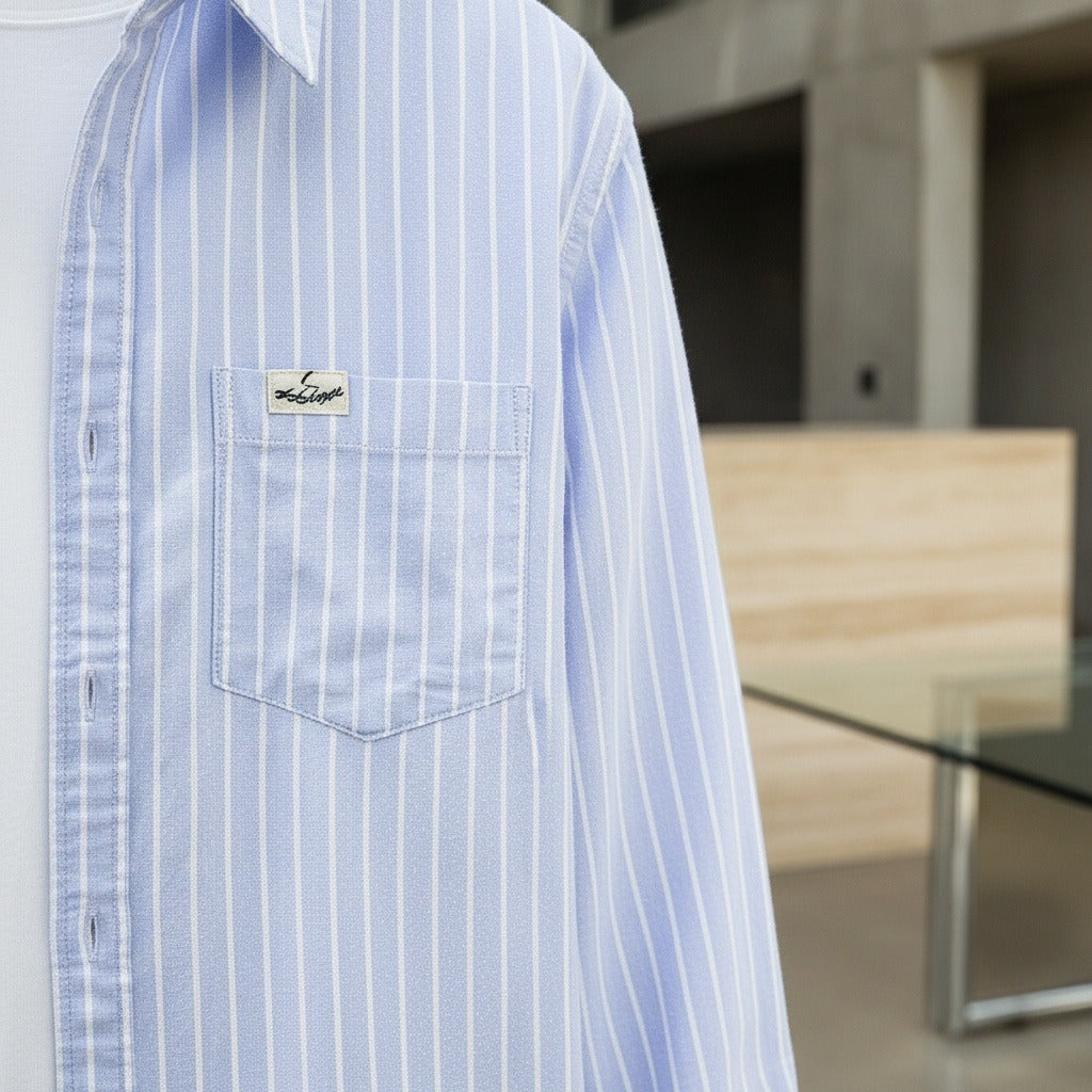 Organic Cotton Shirt - Sky Blue - Back View