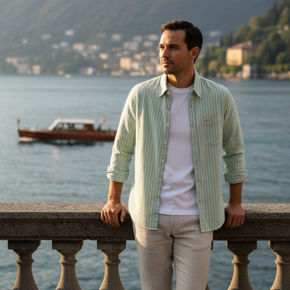 Organic Cotton Shirt - Mint Green - Angled Shot