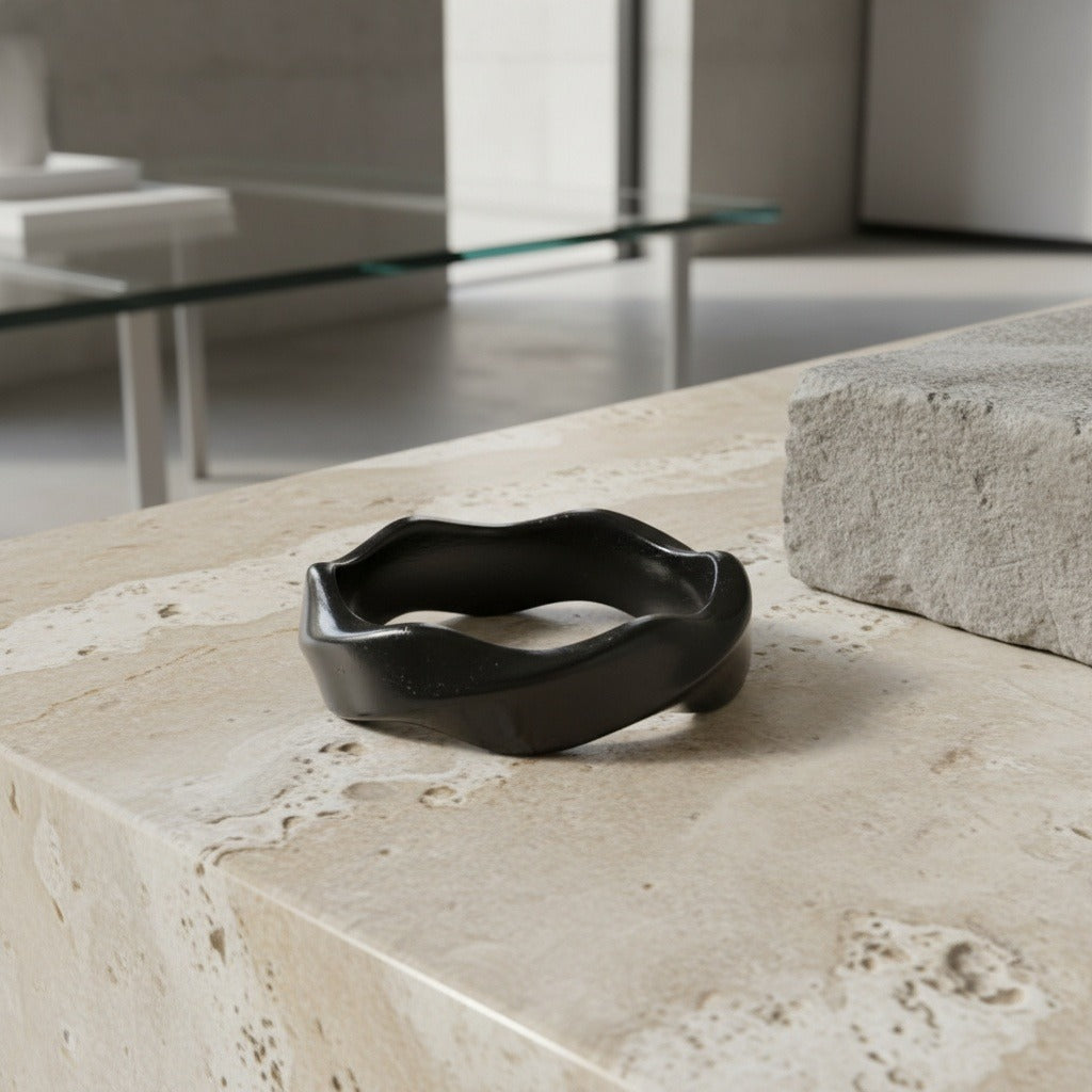Organic Shaped Ring - Obsidian - Back View