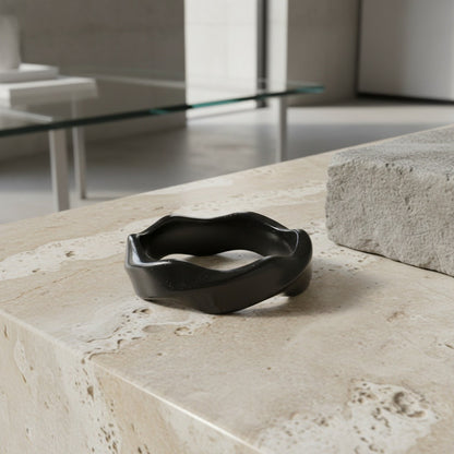 Organic Shaped Ring - Obsidian - Back View