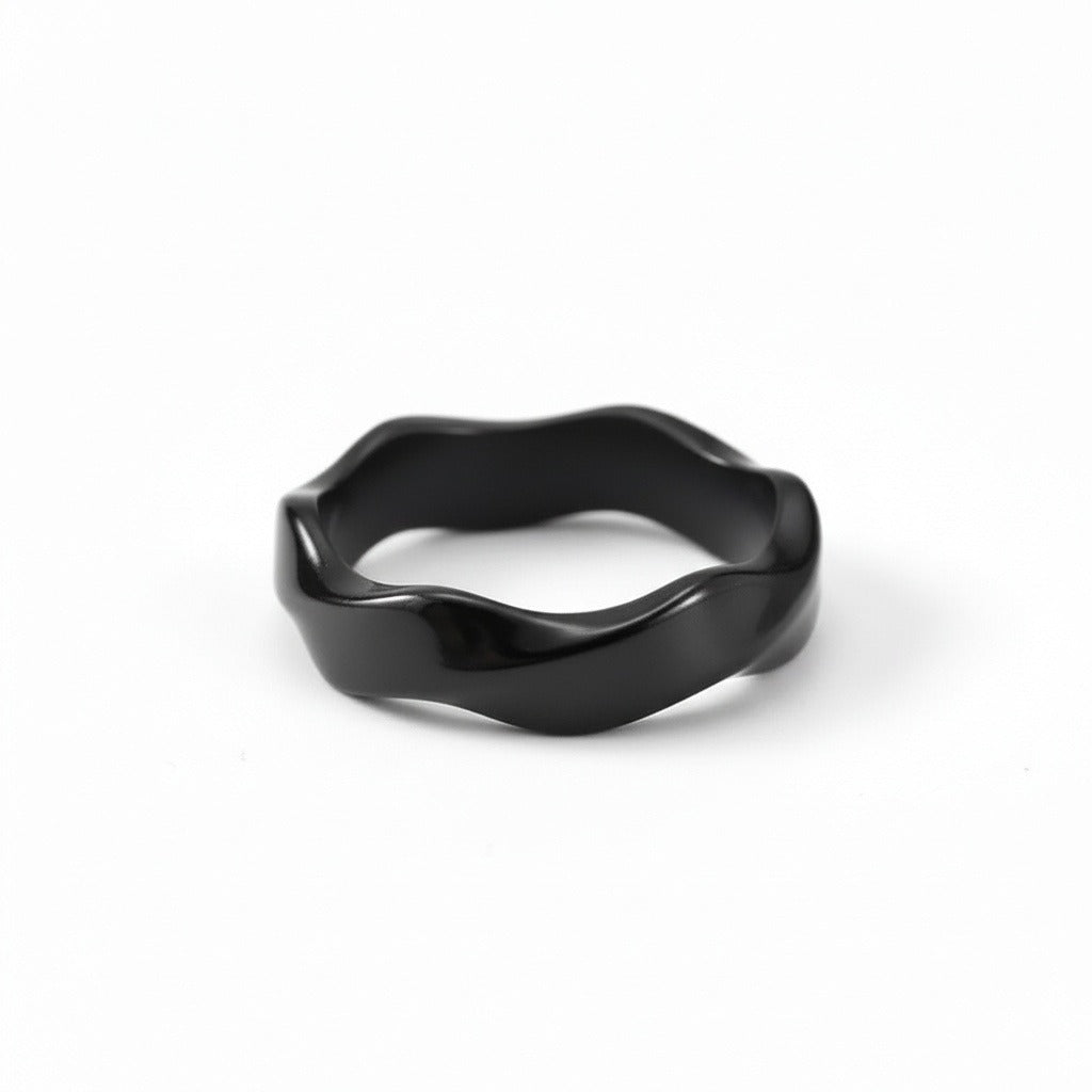 Organic Shaped Ring - Obsidian - Fabric Detail