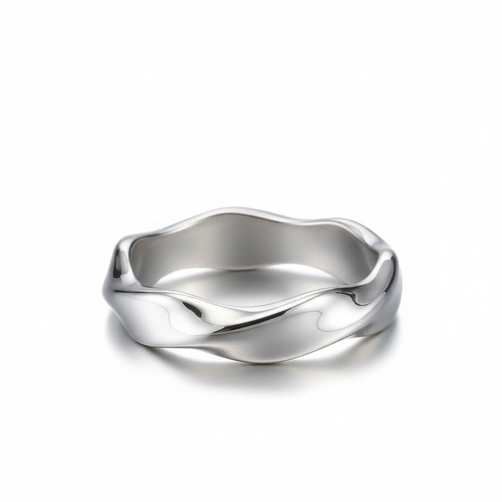 Organic Shaped Ring - Sterling Silver - Fabric Detail