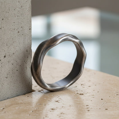 Organic Shaped Ring - Gunmetal - Back View