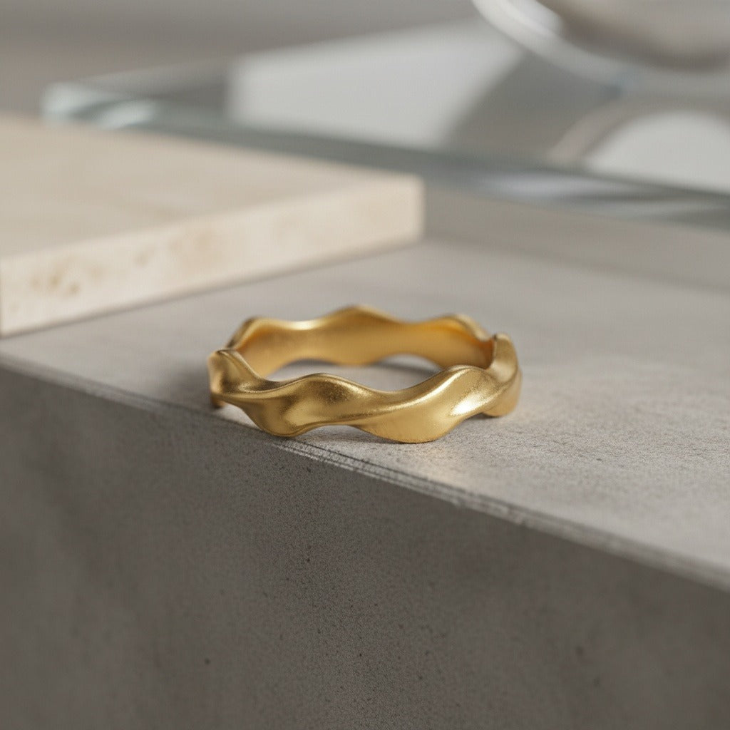 Organic Shaped Ring - Gold - Back View