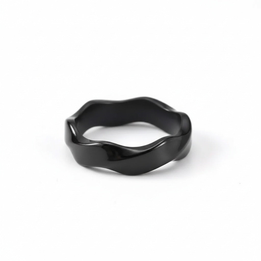 Organic Shaped Ring - Obsidian - Front View