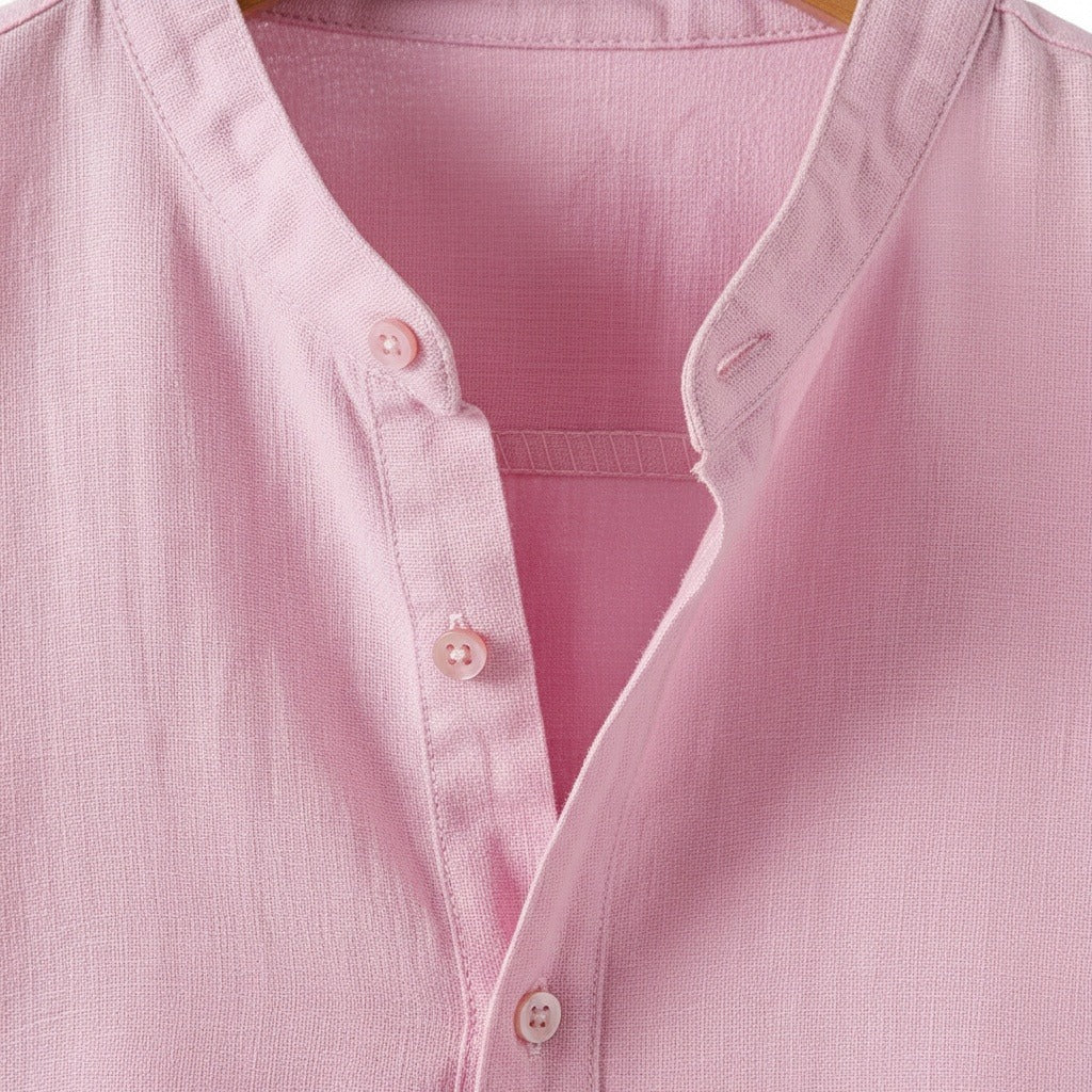 Oversized Linen Shirt - Rose Quartz - Texture Close Up