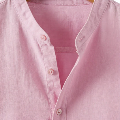 Oversized Linen Shirt - Rose Quartz - Texture Close Up