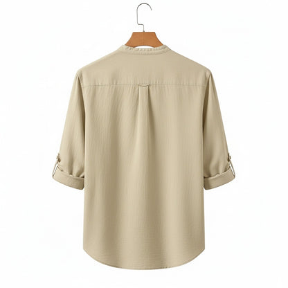 Oversized Linen Shirt - Desert Sand - Fabric Detail