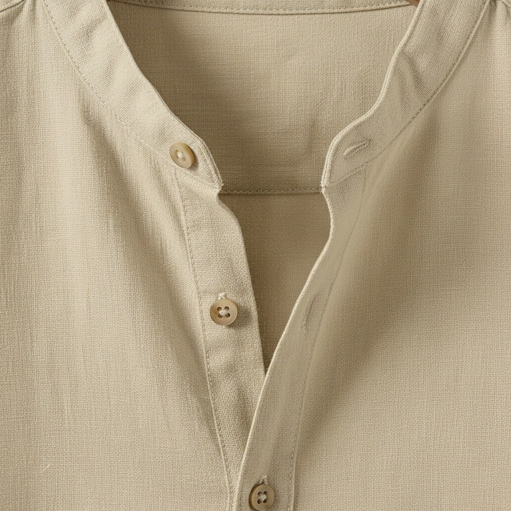 Oversized Linen Shirt - Desert Sand - Texture Close Up